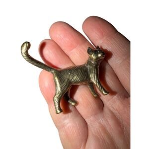 Vintage Brass Cat Figurine Small Metal Kitten Animal Statue Tabletop Decor